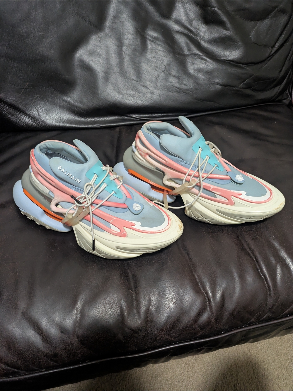 Balmain Multicolor Chunky Runner Sneakers - Pastel Blue & Pink